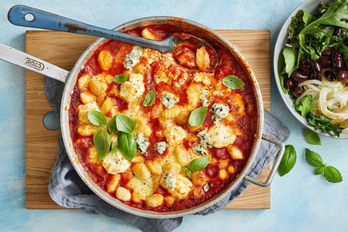 Gnocchi tomato parmesan saltandlavender bought cheese mozzarella dish takes next tomate quick melty plenty vegetables pizza